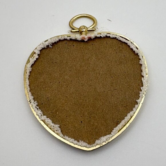 Vintage Cross-Stitch Angel Christmas Joy Ornament Heart Shaped Handmade Complete - Picture 2 of 6